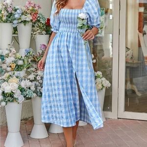 Beautiful Blue and White Side Slip Dress